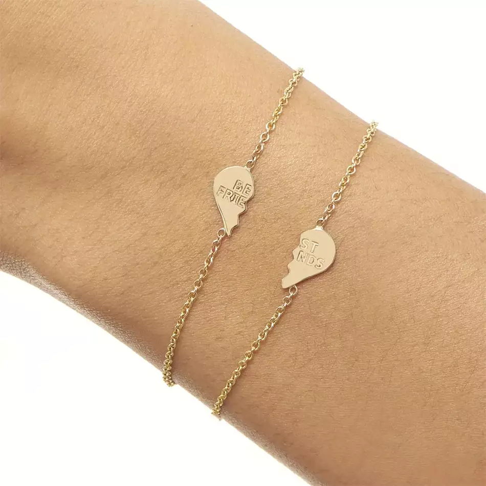 18k/ 925 Vermeil Best Friends Heart Bracelet