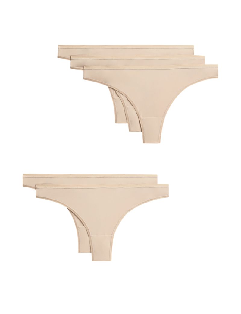 5pk No VPL Microfibre Low Rise Thongs