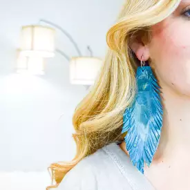 A Rare Bird Turquoise Leather Earrings