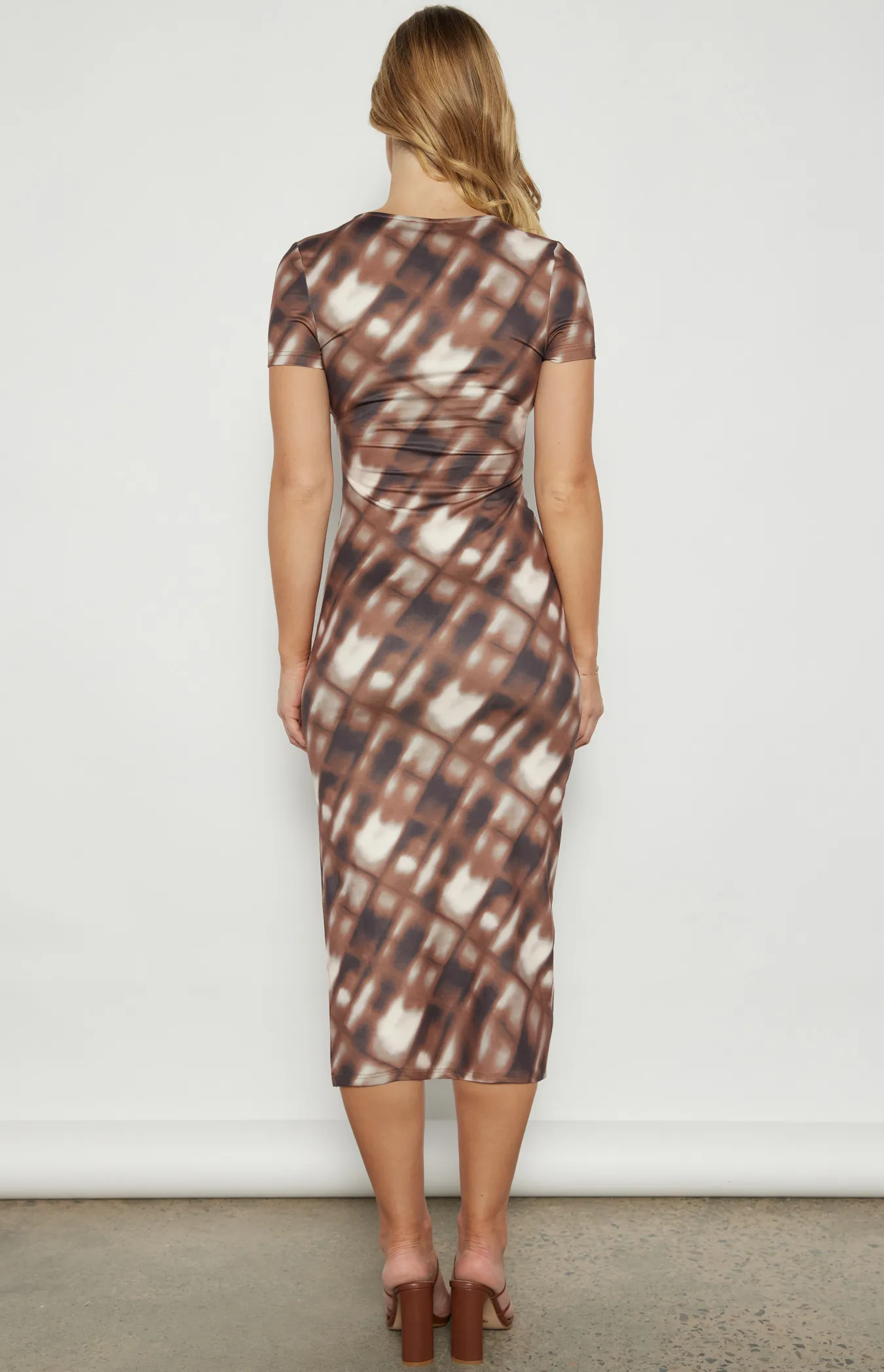 Abstract Print Jersey Dress with Side Split (WDR697A)