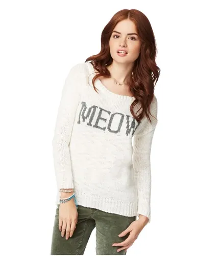 Aeropostale Womens Meow Text Knit Sweater