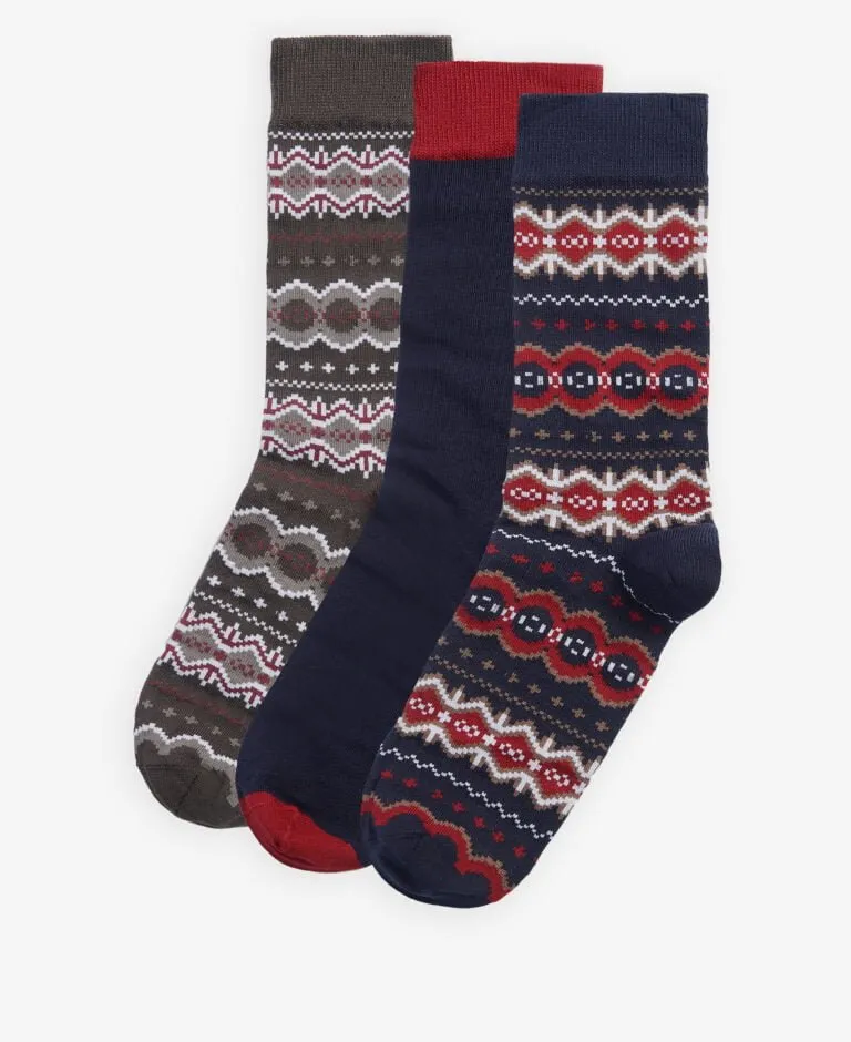 Barbour Fairisle Sock Gift Box - Cranberry - Gillanders.ie Town & Country Clothing