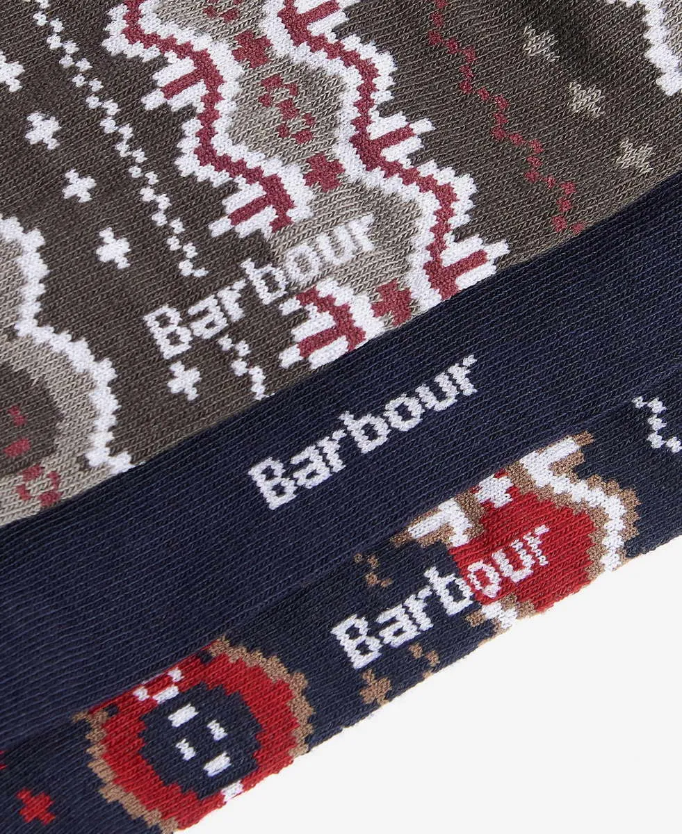 Barbour Fairisle Sock Gift Box - Cranberry - Gillanders.ie Town & Country Clothing