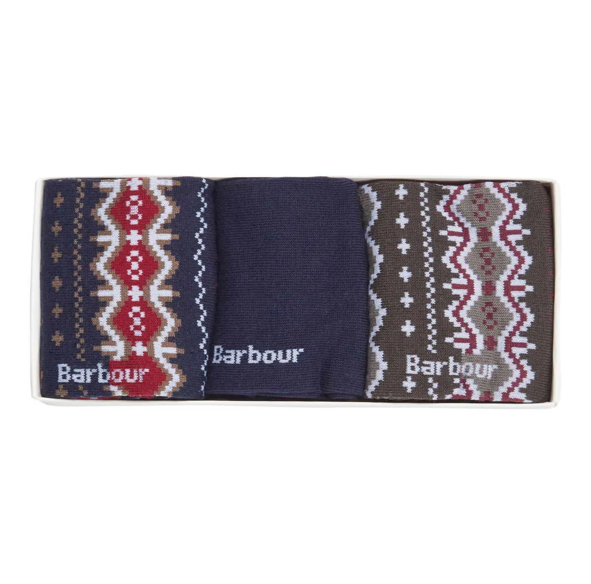 Barbour Fairisle Sock Gift Box - Cranberry - Gillanders.ie Town & Country Clothing