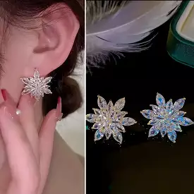 Big Plant Luxury Stud Earrings with Bling Zircon Stone for Women S4837380