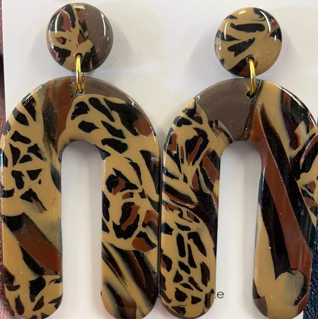 Birdie Animal Print Gloss Archway Earrings