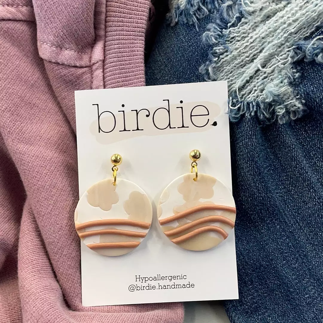 Birdie Beige Clouded Sphere Earrings