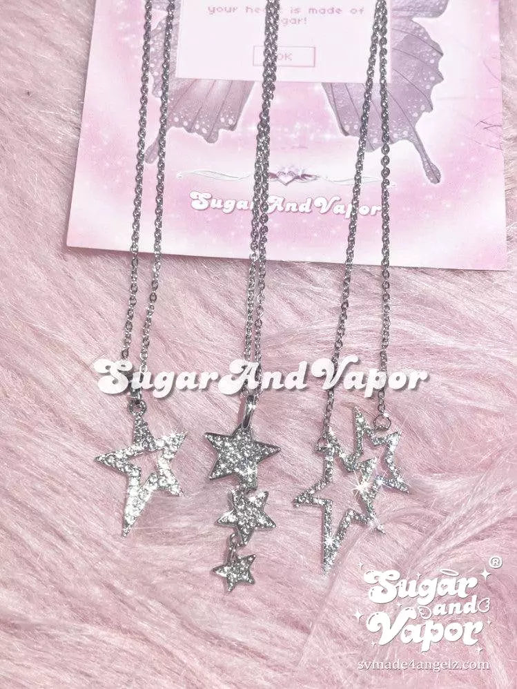 Bling Y2K Stars Necklace Set