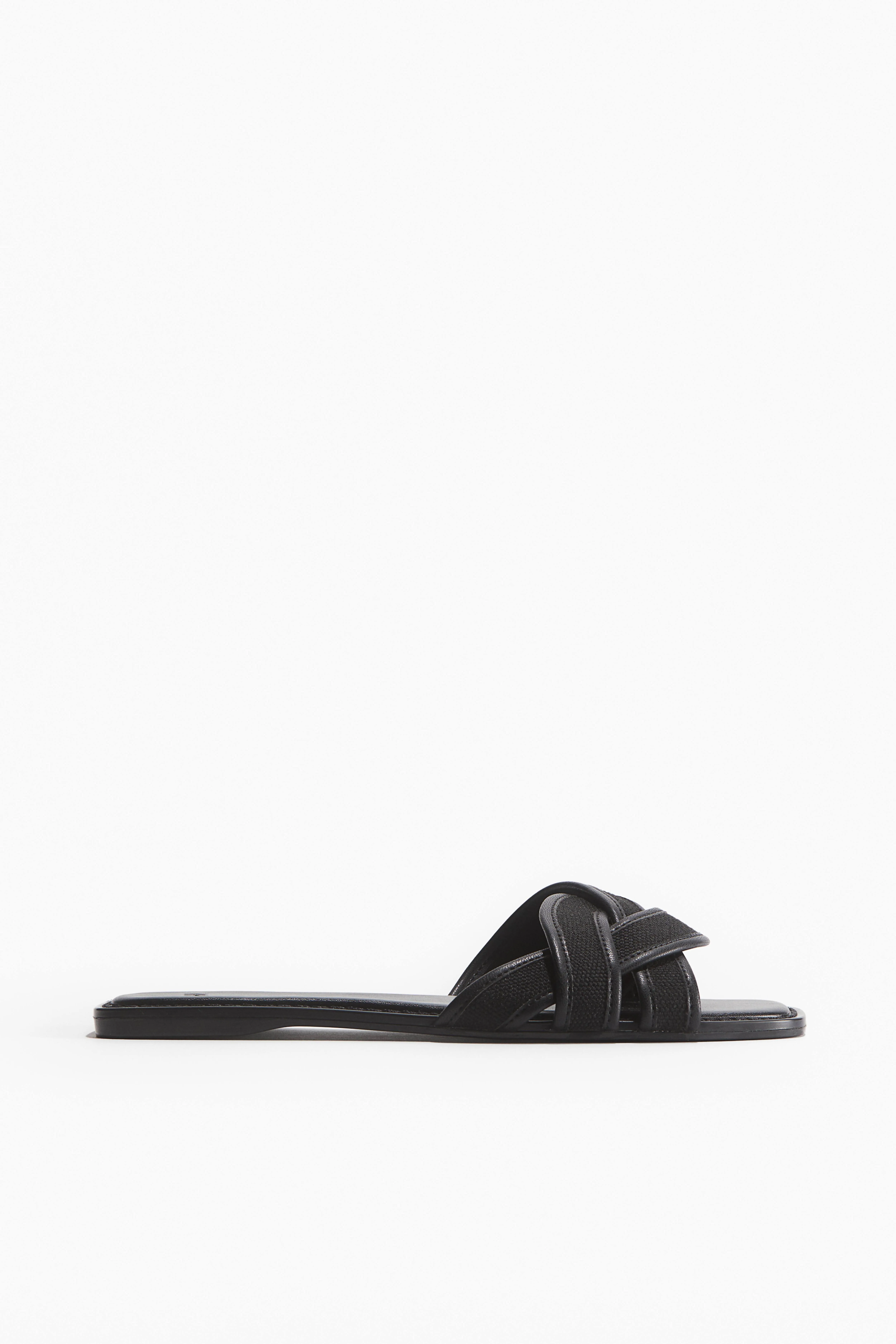 Braided-strap sandals - Low heel - Black - Ladies | H&M GB