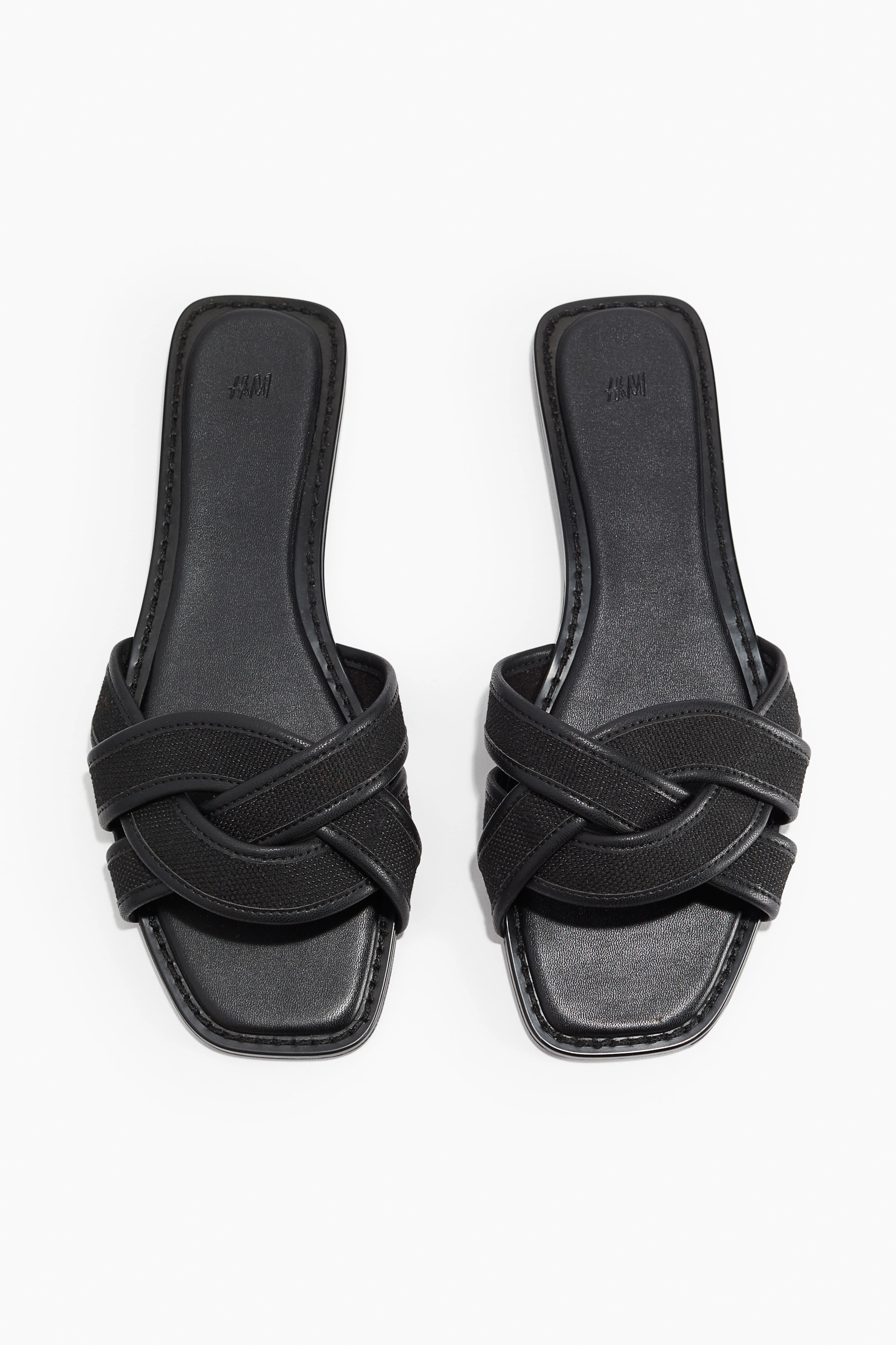 Braided-strap sandals - Low heel - Black - Ladies | H&M GB