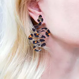 Britney Leopard Print Snake Shaped Earrings