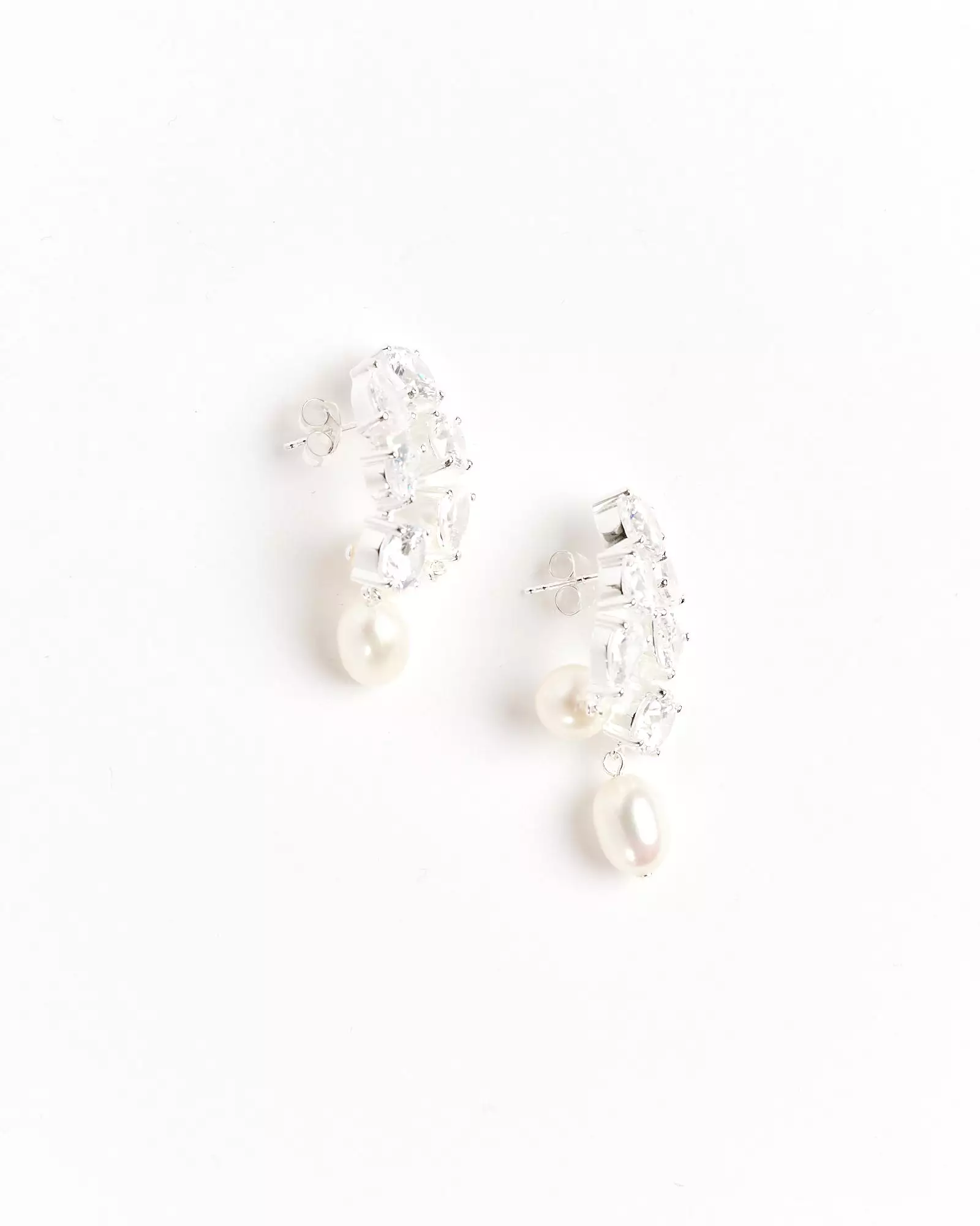 Cascading Pearls/Zirconia Earrings