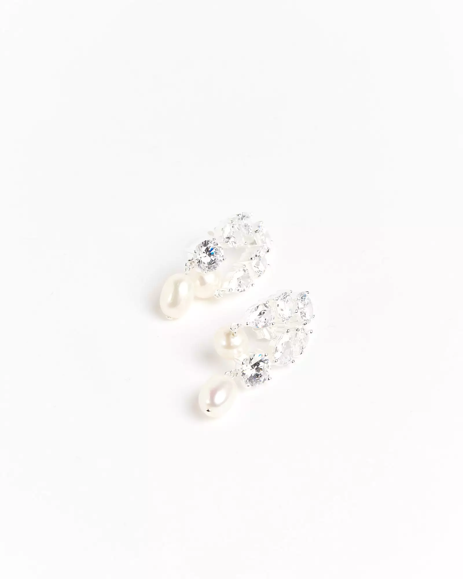 Cascading Pearls/Zirconia Earrings