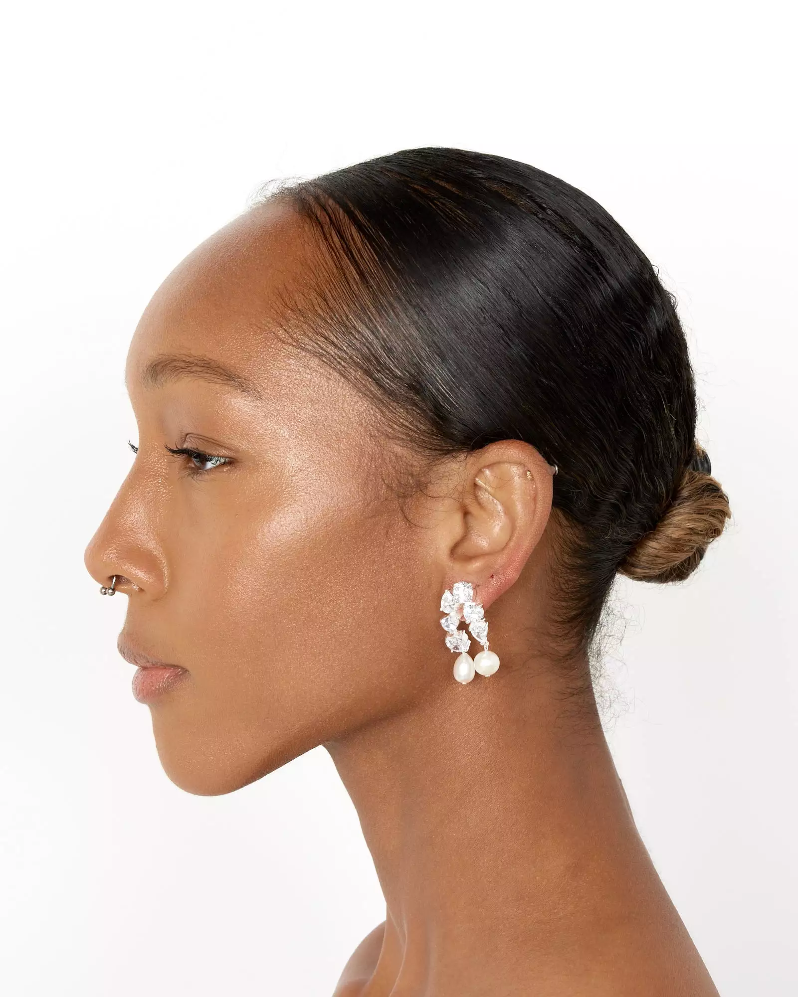 Cascading Pearls/Zirconia Earrings