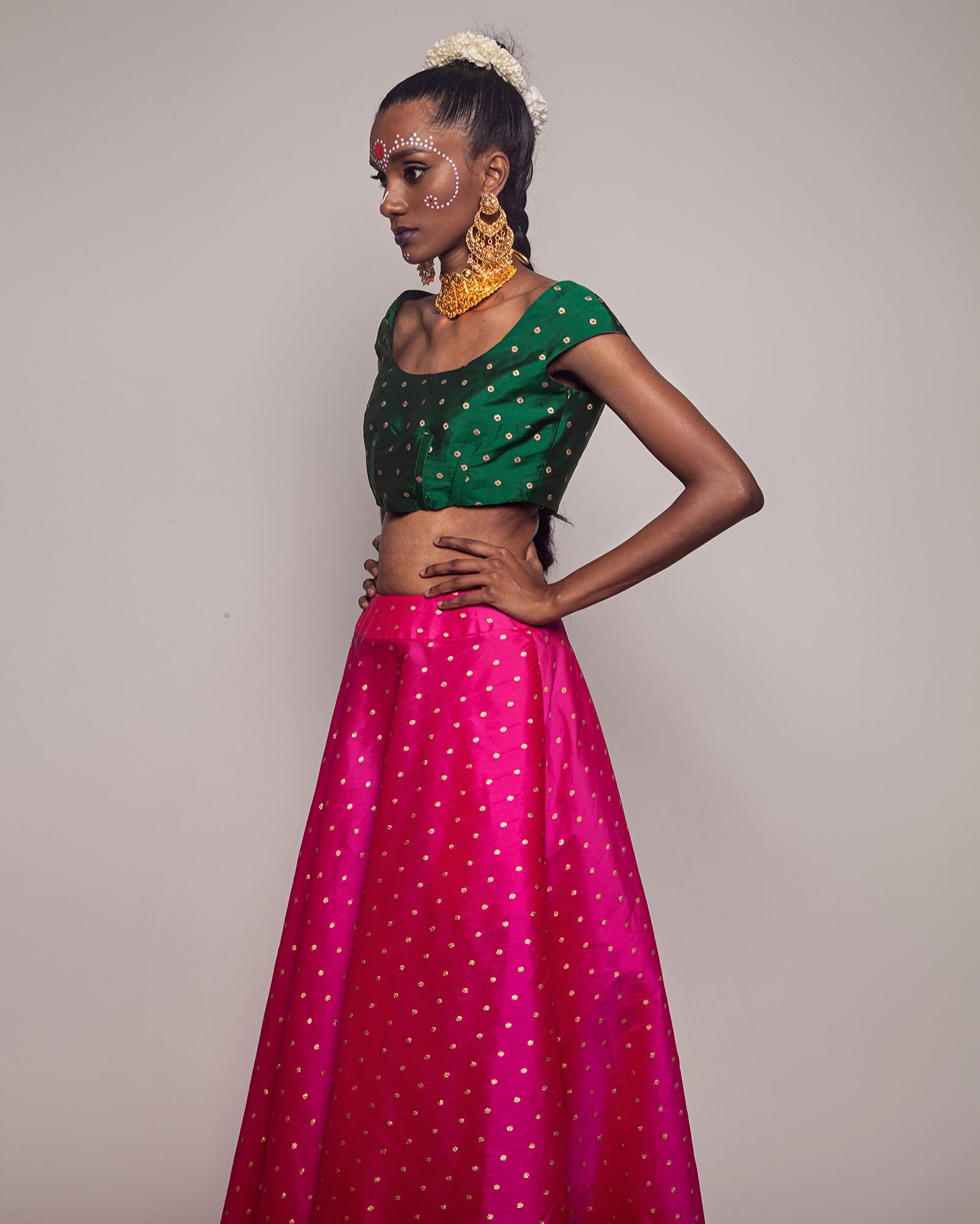 Choli Lehenga (Emerald Fuchsia)