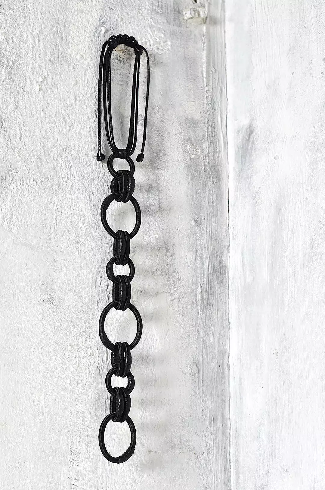 Circular Black Genuine Leather Necklace