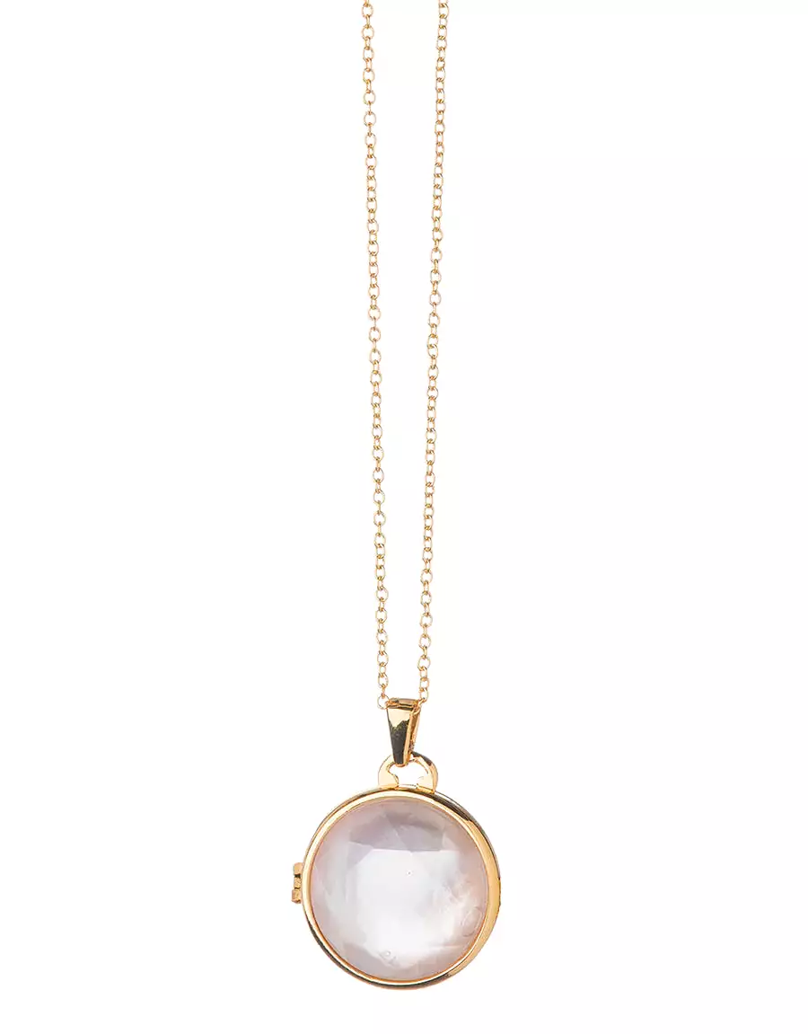 Classic Round Locket Necklace-Pearlescent