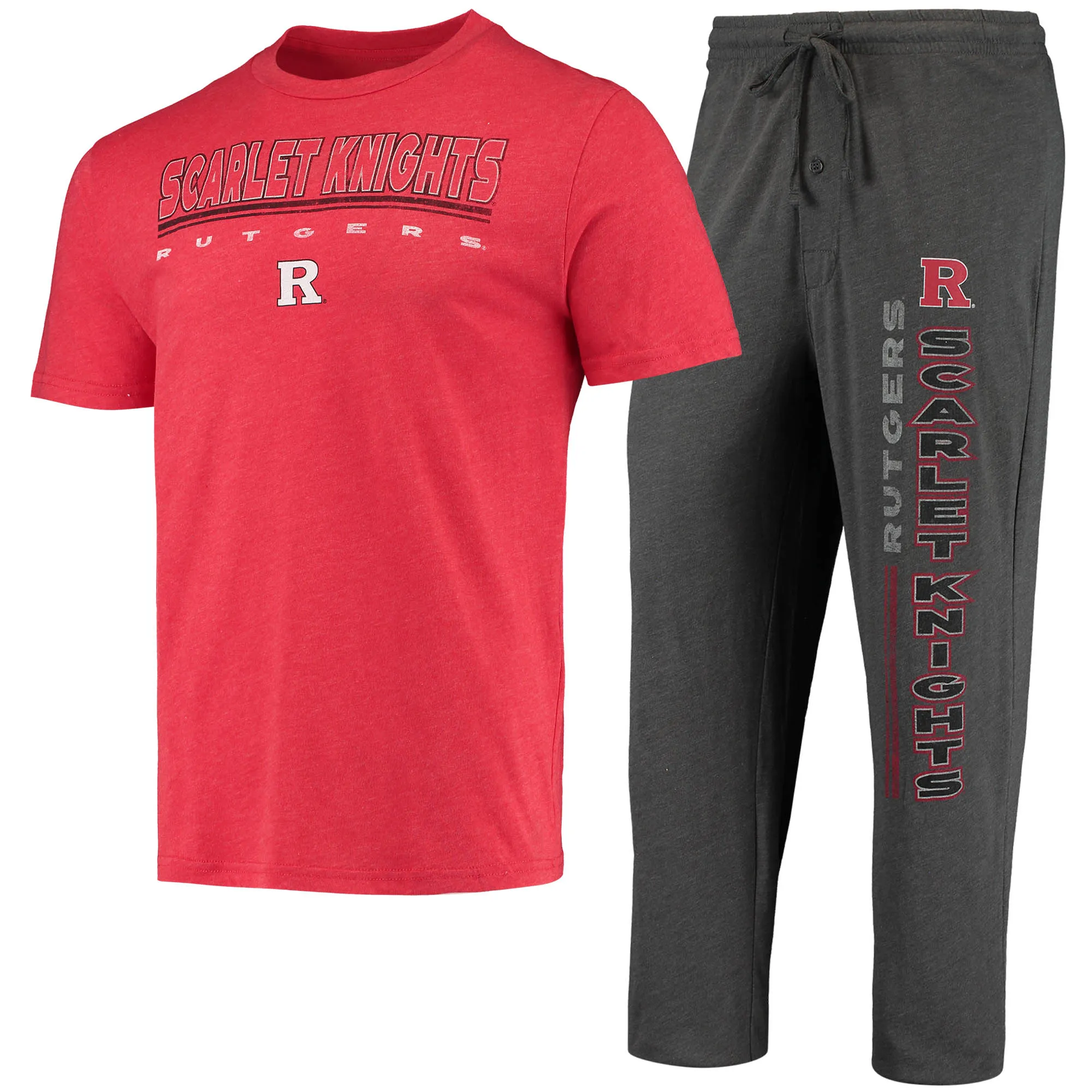 Concepts Sport Rutgers Scarlet Knights Heathered Charcoal/Scarlet Meter T-Shirt & Pants Sleep Set