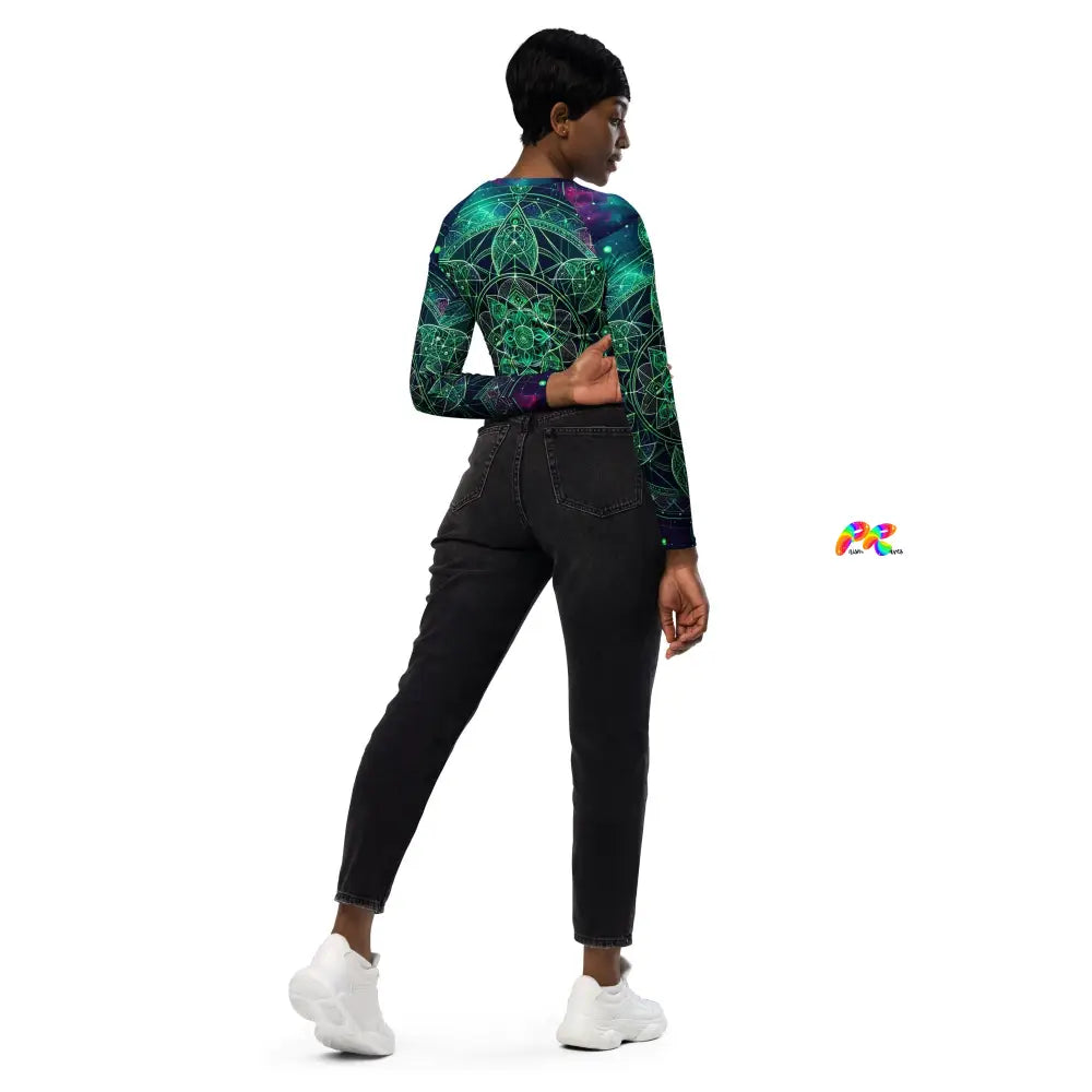 Cosmic Emerald Long Sleeve Athletic Crop Top