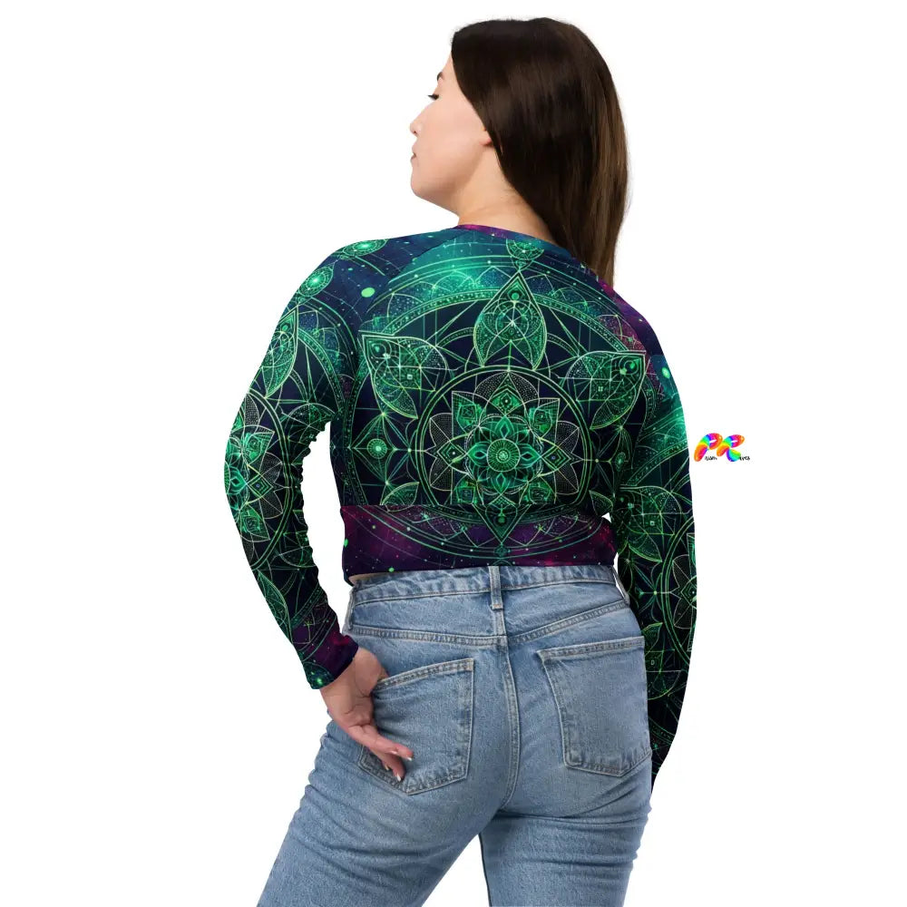 Cosmic Emerald Long Sleeve Athletic Crop Top