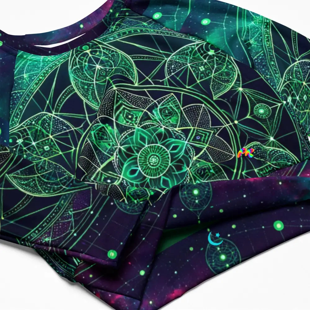 Cosmic Emerald Long Sleeve Athletic Crop Top