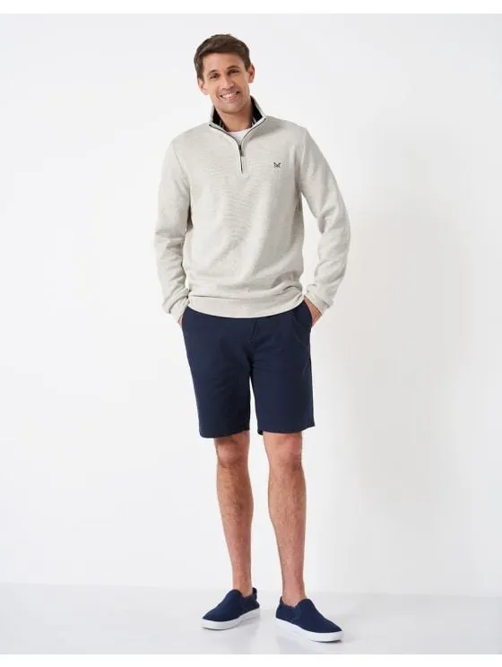 Crew Clothing French Rib Half Zip Sweatshirt in Off-White Marl