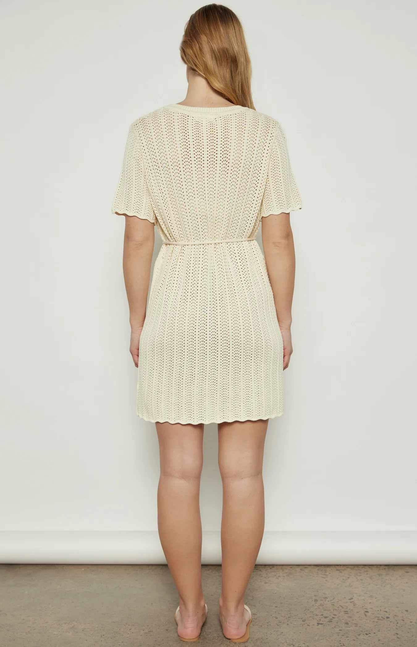 Crochet Knit Dress with Scallop Edge Detail (WKN715)