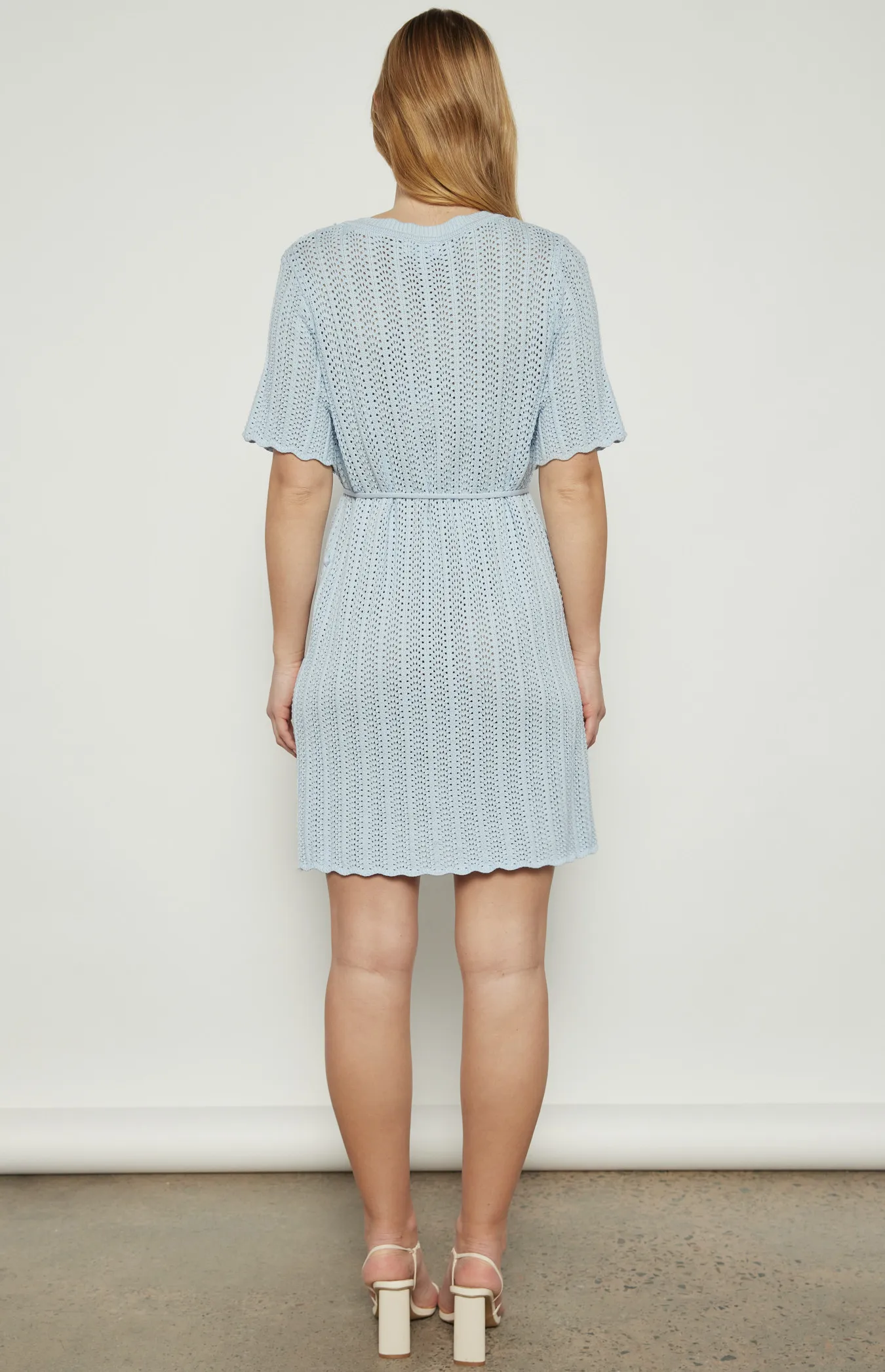 Crochet Knit Dress with Scallop Edge Detail (WKN715)