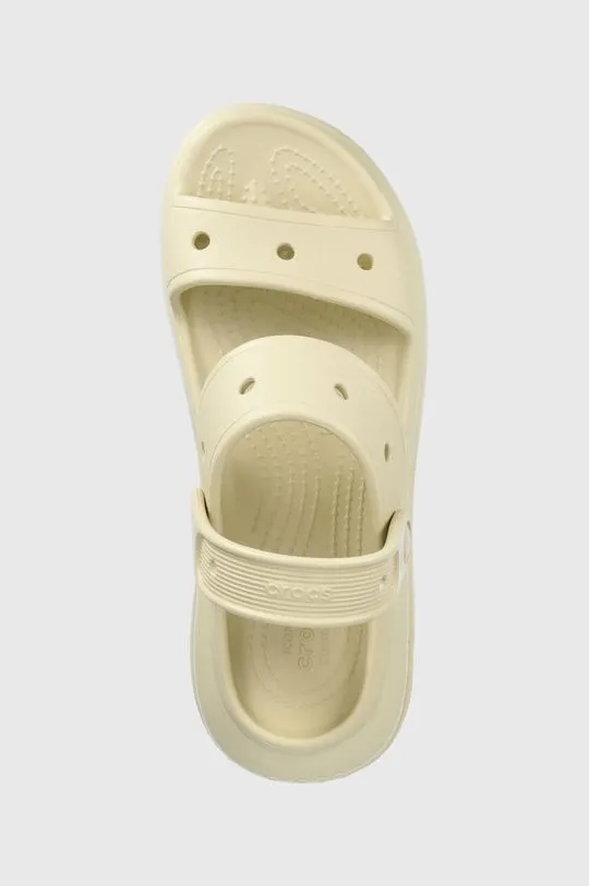 Crocs sliders Classic Mega Crush Sandal women's beige color 207989