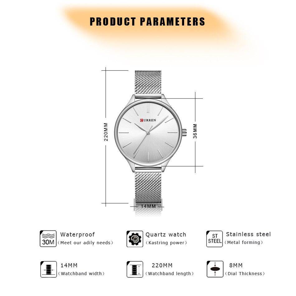 CURREN Fashion Rose Gold Women's Watch Minimalism Elegant Luxury Watch Waterproof Quartz