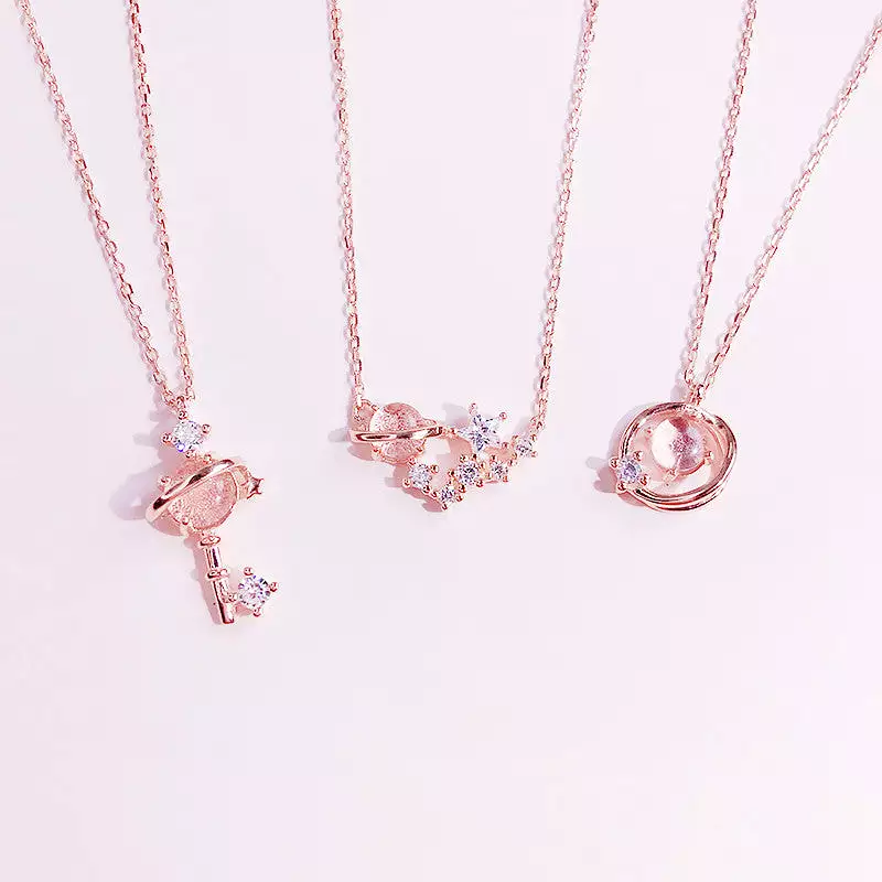 CUTE PINK PLANET NECKLACE