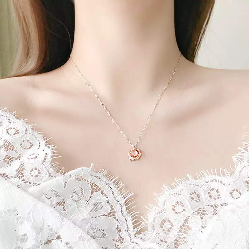 CUTE PINK PLANET NECKLACE