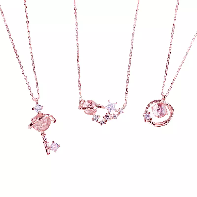 CUTE PINK PLANET NECKLACE