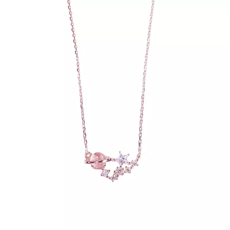 CUTE PINK PLANET NECKLACE