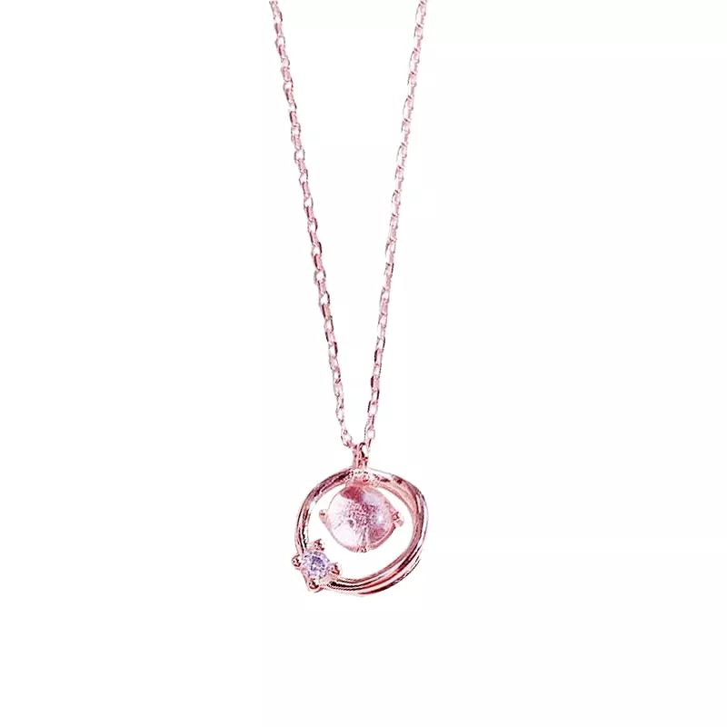 CUTE PINK PLANET NECKLACE