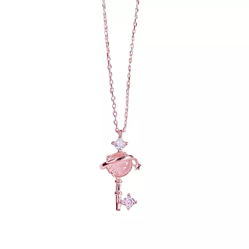 CUTE PINK PLANET NECKLACE