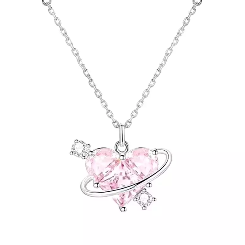 Cute Saturn Heart Necklace ON1242