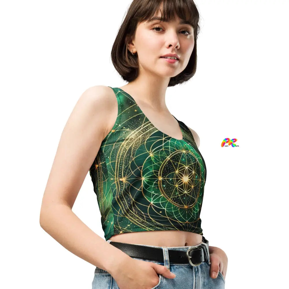 Emerald Cosmos Rave Crop Top