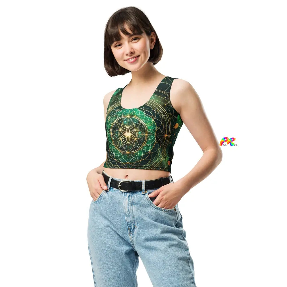 Emerald Cosmos Rave Crop Top