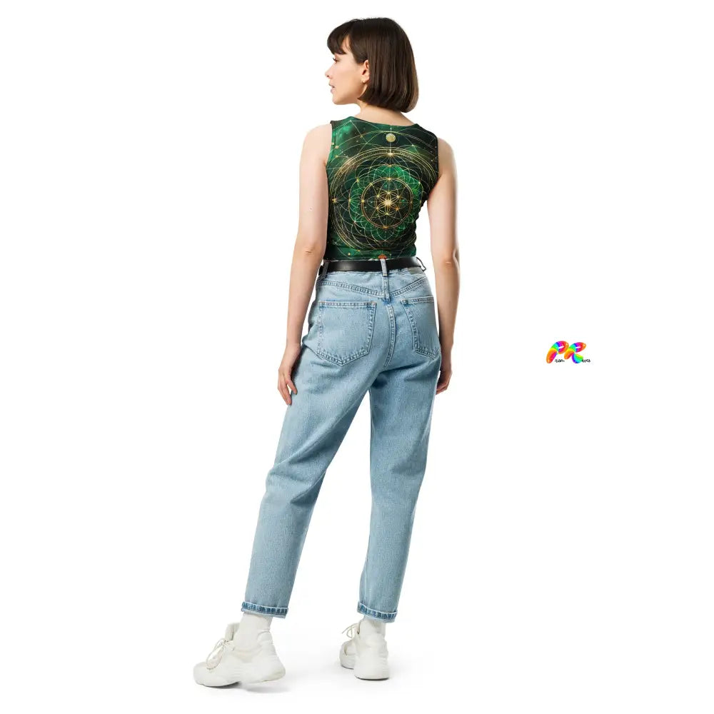 Emerald Cosmos Rave Crop Top