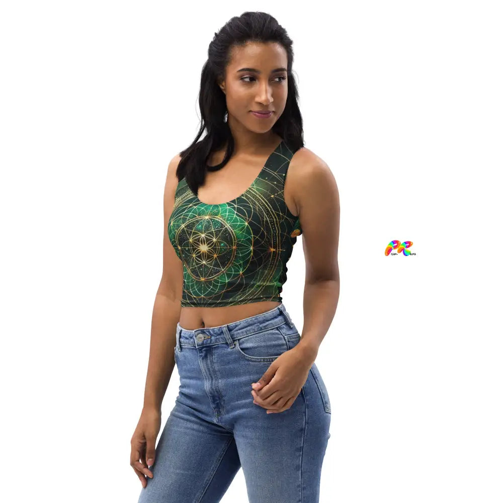 Emerald Cosmos Rave Crop Top