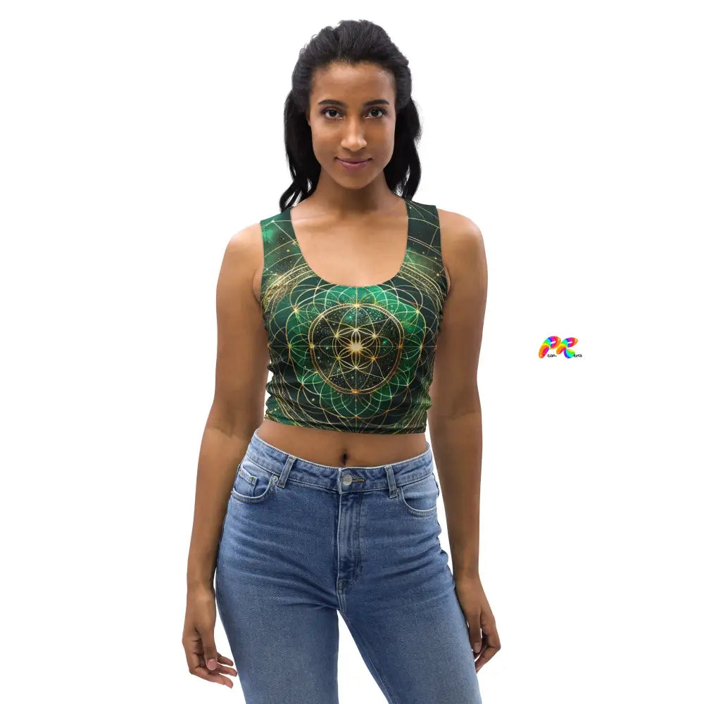 Emerald Cosmos Rave Crop Top