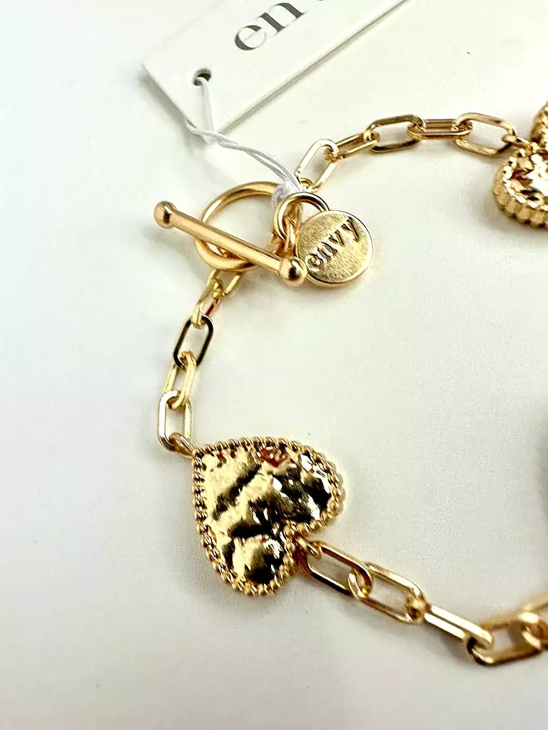 Envy Textured Heart Bracelet - Gold