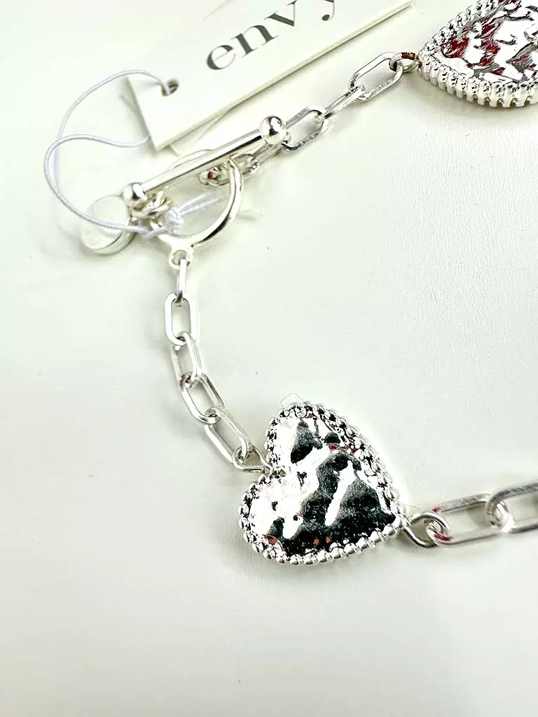 Envy Textured Heart Bracelet - Silver