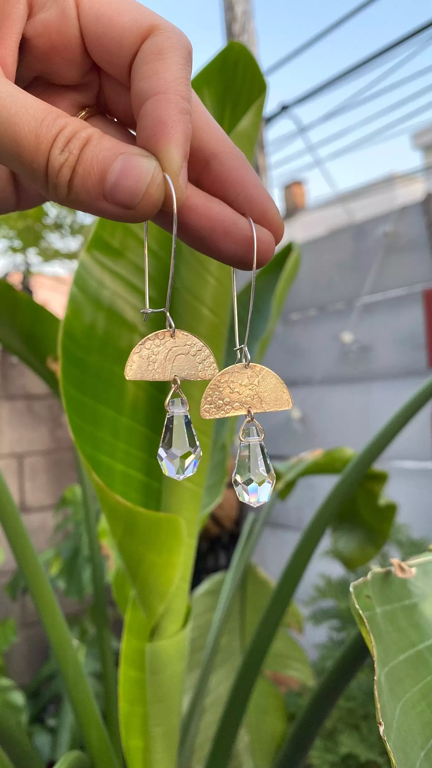 Etched Drop Crystal Earrings