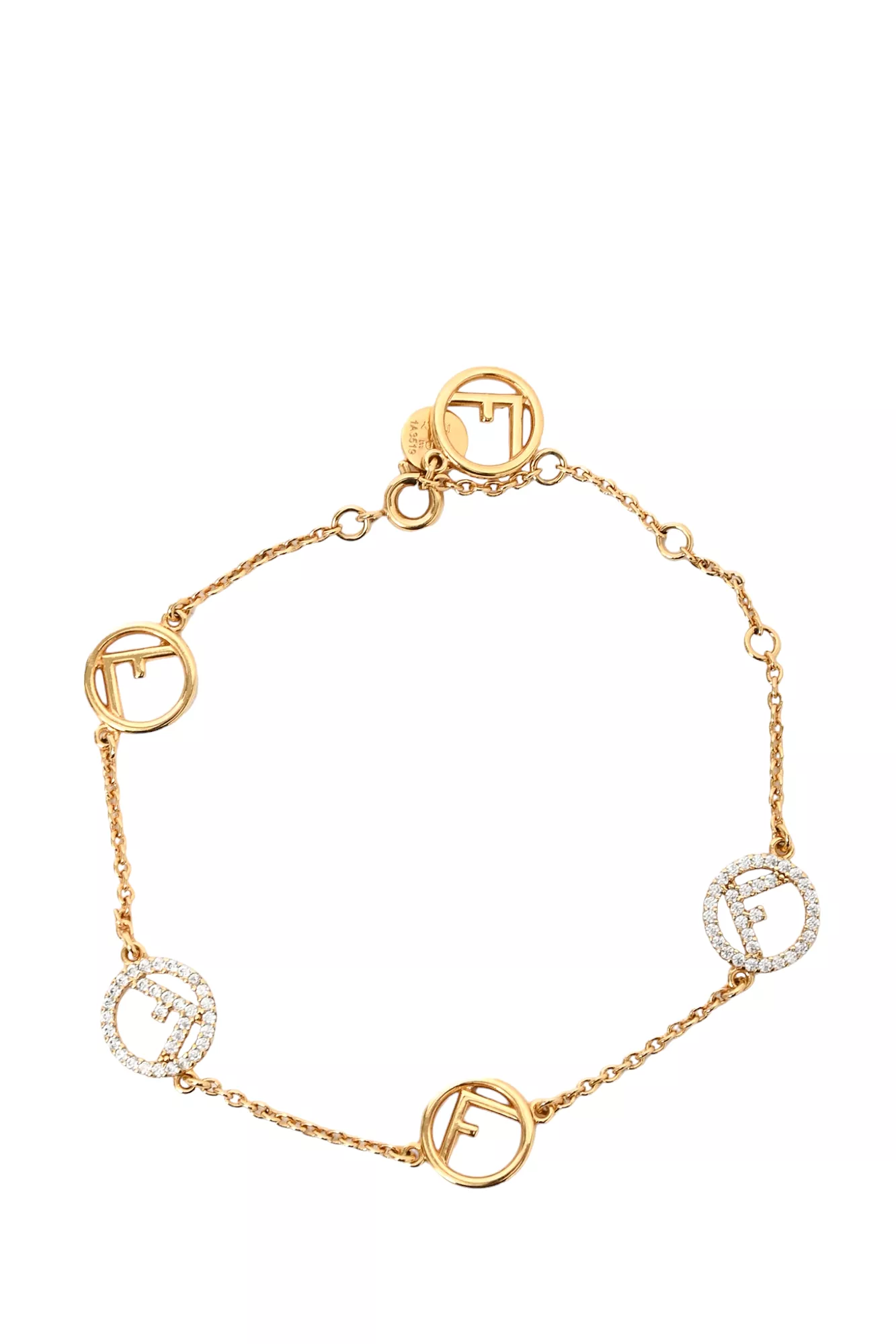 Fendi Gold Toned 'F' Signature Bracelet