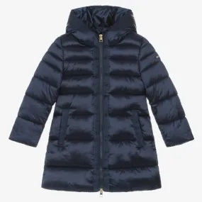 Girls Navy Blue Gooded Puffer Coat