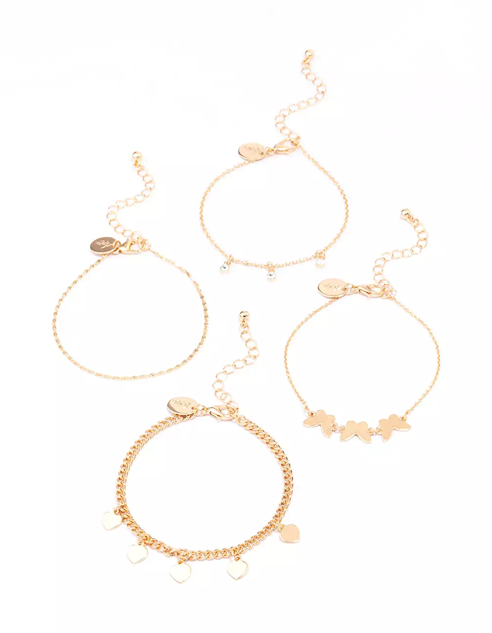 Gold Butterfly Heart Bracelet 4-Pack