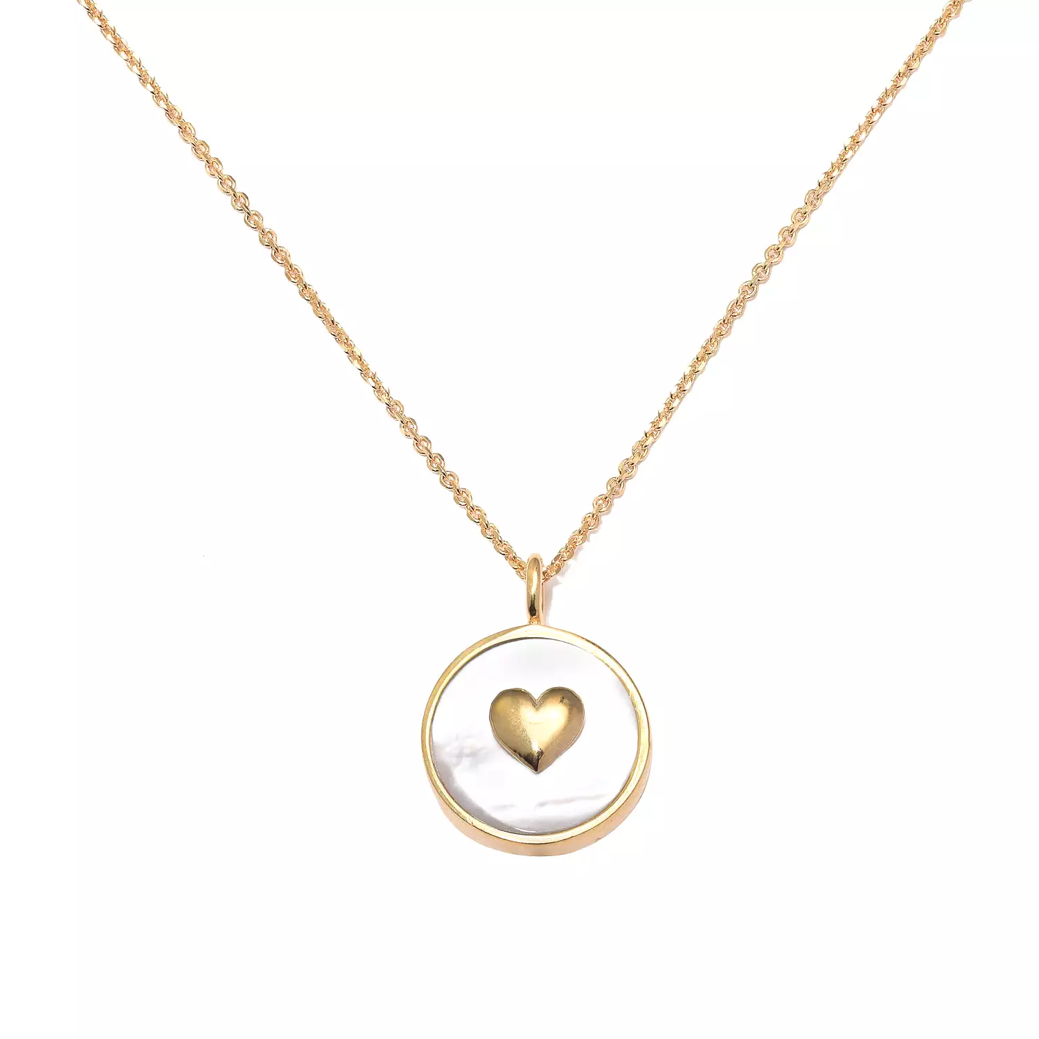 Gold Mother of Pearl Heart Necklace