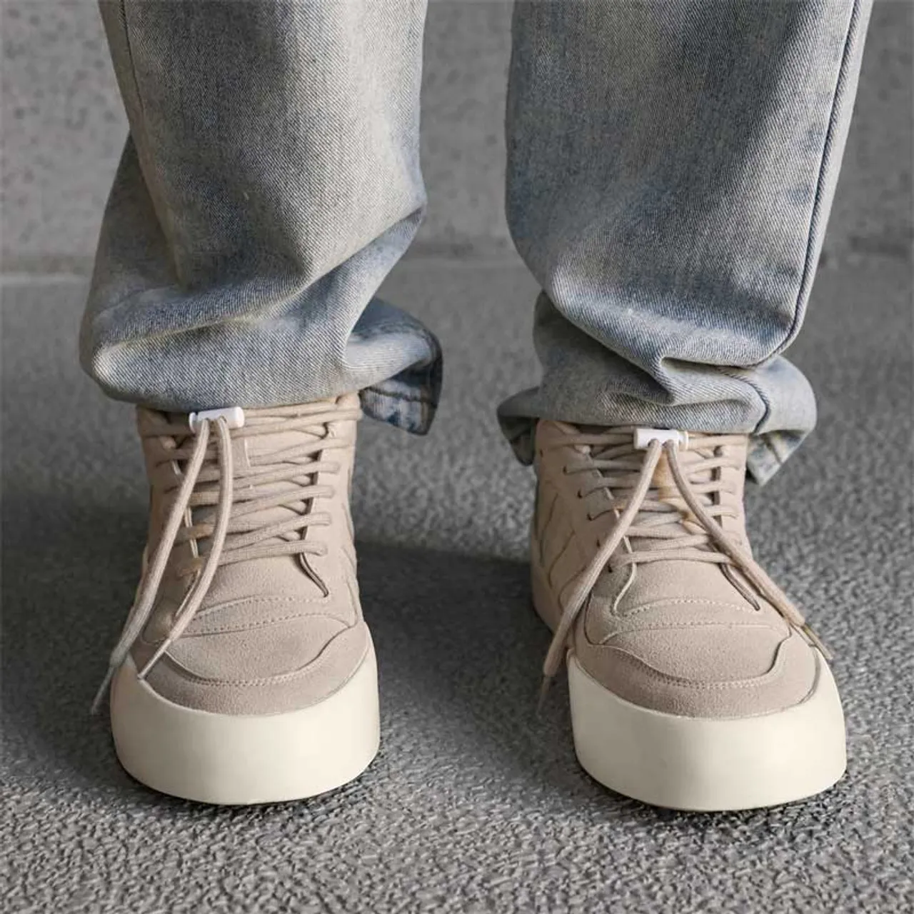 Grey plain stripe block casual shoe sneaker